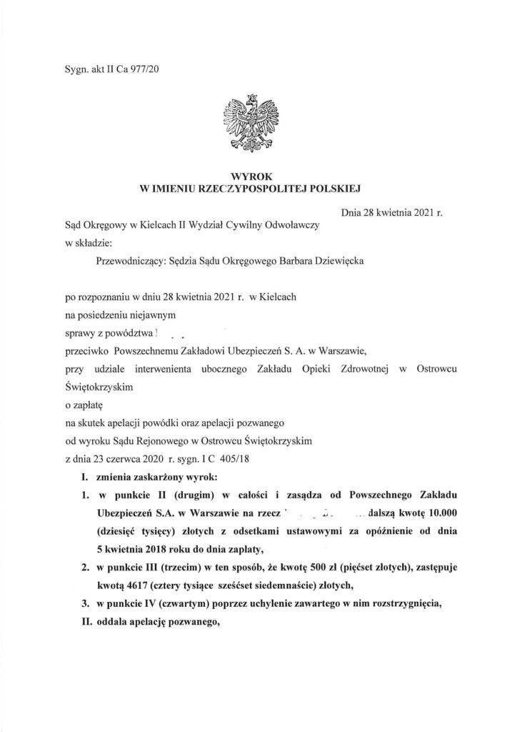 Treść wyroku kwiecień 2021